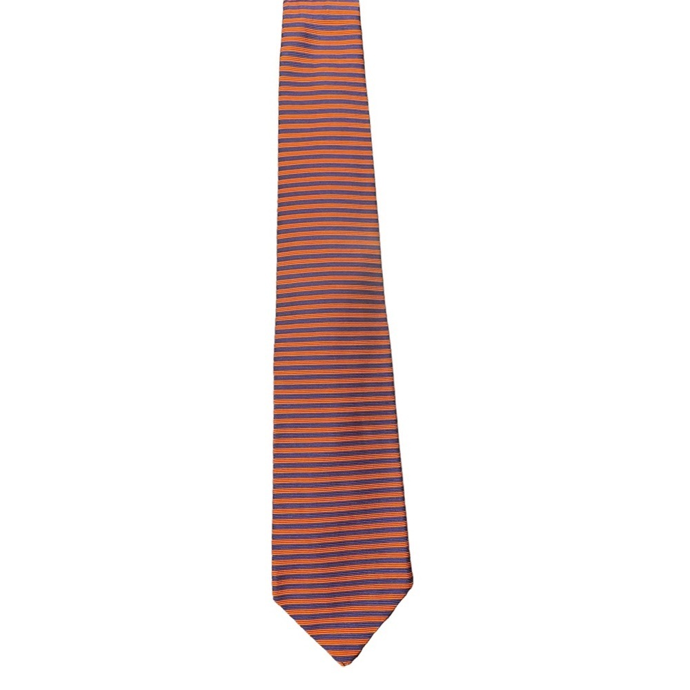 🔥💙Brooks Brothers like new silk tie in blue & orange stripe. Beautiful!